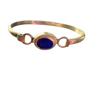 925 Sterling Silver Lapis Mexico Bangle Bracelet
